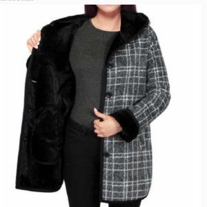 NEW Ike Behar Women's Plaid Plush Lined Jacket